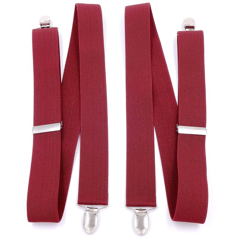 Black Strap Unisex Joker 3.5cm Strap H-Shaped Hanging Pants Strap Four Clips Wine Red