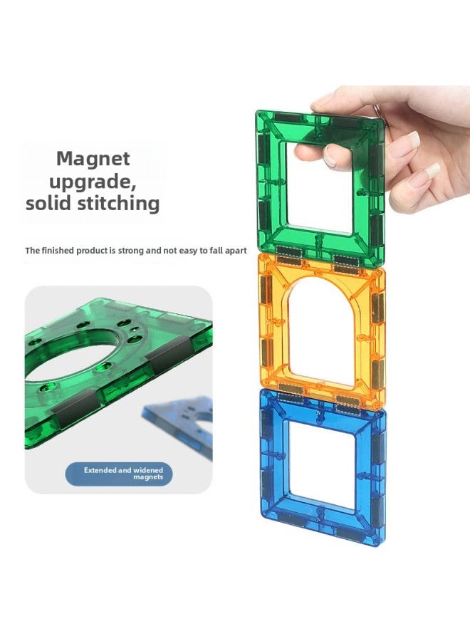 Color Window Track Magnetic Film Set Rolling Ball Slide Building Blocks Diy Assembled Intelligence Development Children's Educational Toys-Color:86-piece Set [storage Box] 1.62kg  - Image 4