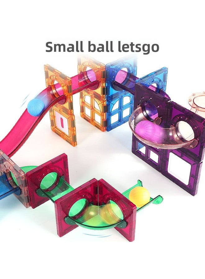 Color Window Track Magnetic Film Set Rolling Ball Slide Building Blocks Diy Assembled Intelligence Development Children's Educational Toys-Color:86-piece Set [storage Box] 1.62kg  - Image 3
