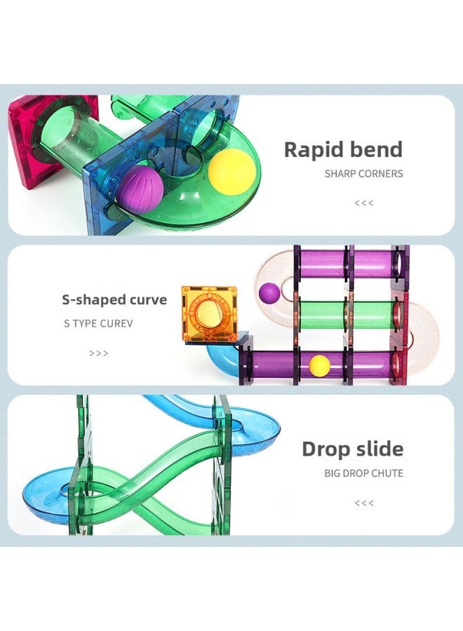 Color Window Track Magnetic Film Set Rolling Ball Slide Building Blocks Diy Assembled Intelligence Development Children's Educational Toys-Color:86-piece Set [storage Box] 1.62kg  - Image 5