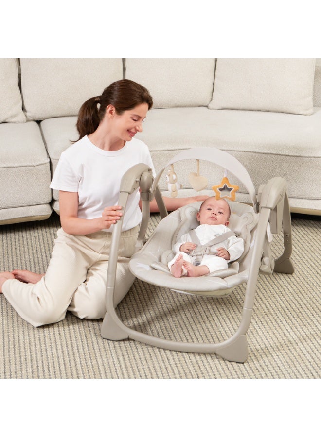 Baby Automatic Swing With Music, 5 Speeds, 7 Fun Melodies, Breathable Fabric And 2 Plush Toys, Newborn To Toddler, Upto 11 Kg - Image 3