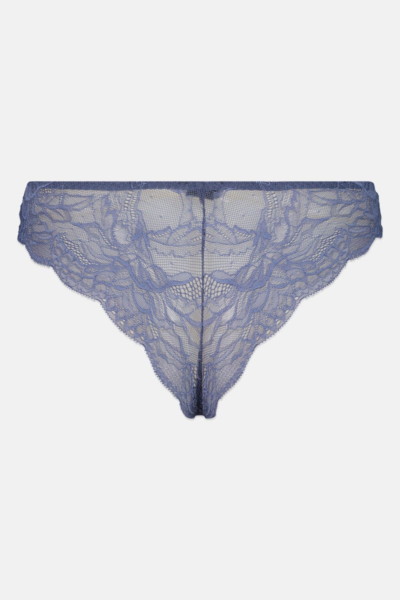 EMPORIO ARMANI Women Textured String Lace Panty, Blue - Image 3