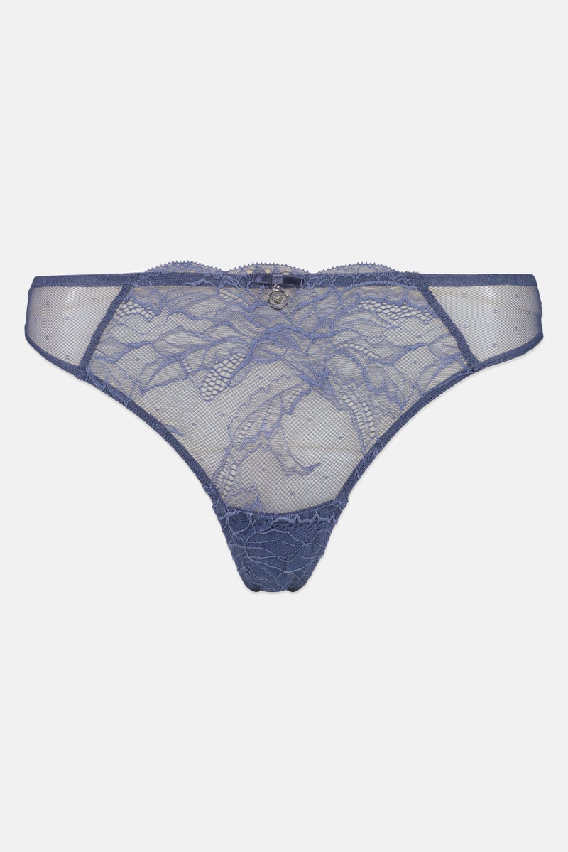 EMPORIO ARMANI Women Textured String Lace Panty, Blue - Image 2