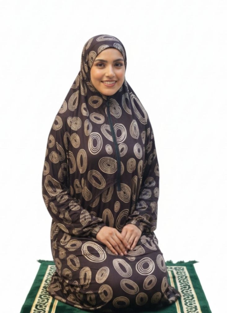 بريميم فستان صلاة نسائي مطبوع، زي صلاة إسلامي محتشم مع غطاء للرأس - Image 2