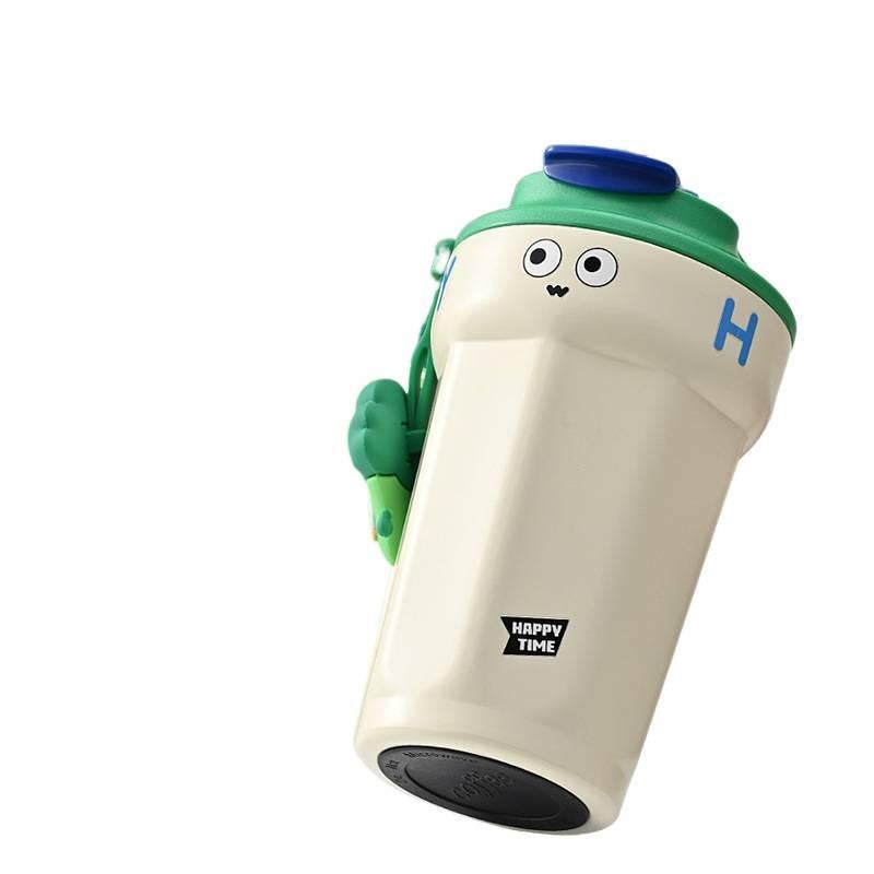 قارورة مياه معزولة، باللون الفضي ستانلس ستيل ومقبض سهل الحمل، 480 ml، فضي مع مقبض من الستانلس ستيل لترتيب الأغراض للاستخدام العملي - Image 2