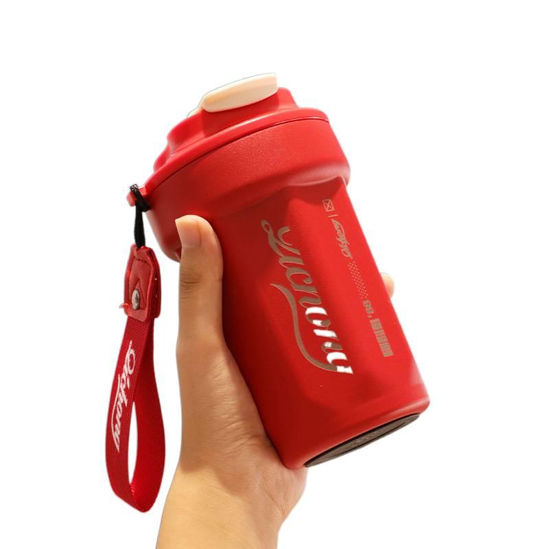 قارورة مياه معزولة، باللون الفضي ستانلس ستيل ومقبض سهل الحمل، 480 ml، فضي مع مقبض من الستانلس ستيل لترتيب الأغراض للاستخدام العملي - Image 1