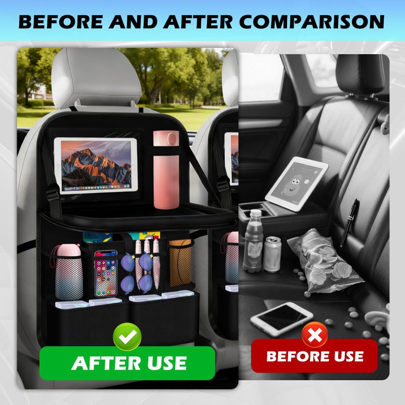 Figpade 2026 Upgraded Backseat Car Organizer,Multifunctional Back Seat Car Organizer with Cars Tray & Cup Holder,Roadtrip Essentials Foldable Back of Seat Cars Organizers for Most Vehicles - Image 3