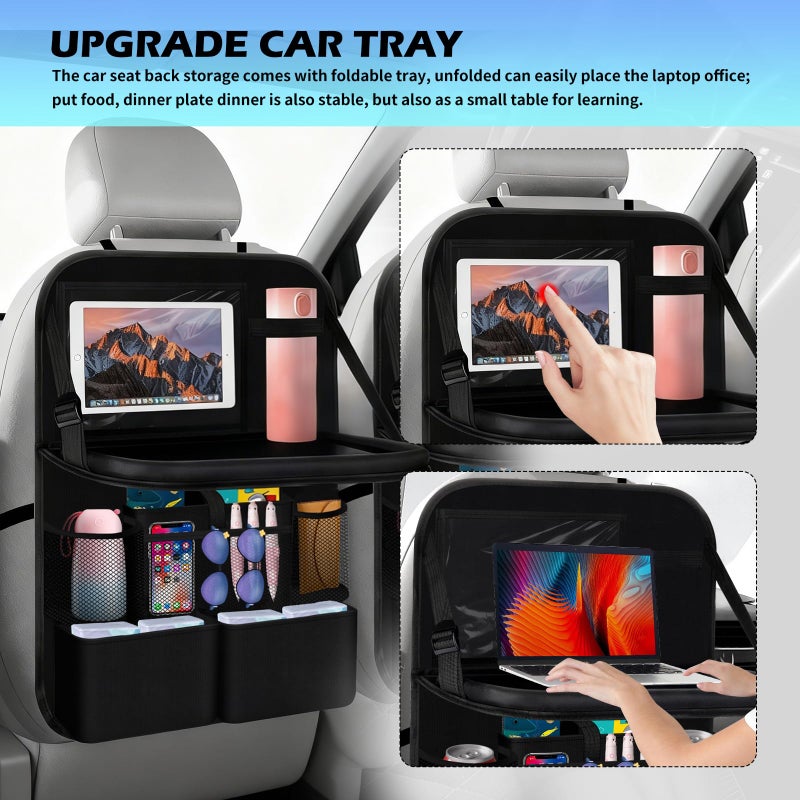 Figpade 2026 Upgraded Backseat Car Organizer,Multifunctional Back Seat Car Organizer with Cars Tray & Cup Holder,Roadtrip Essentials Foldable Back of Seat Cars Organizers for Most Vehicles - Image 4