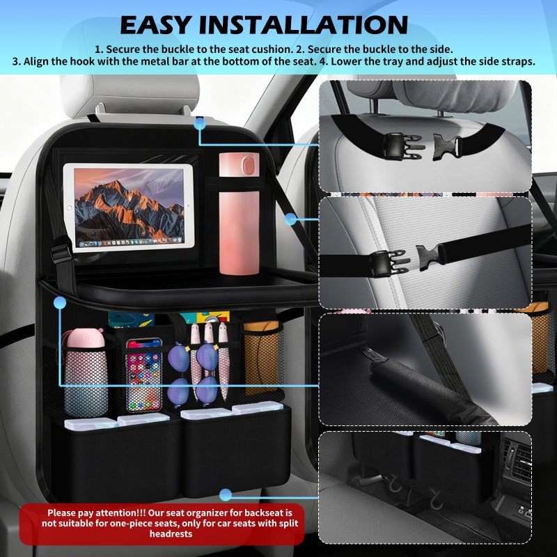 Figpade 2026 Upgraded Backseat Car Organizer,Multifunctional Back Seat Car Organizer with Cars Tray & Cup Holder,Roadtrip Essentials Foldable Back of Seat Cars Organizers for Most Vehicles - Image 5