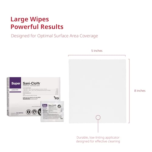 PDI Super Sani-Cloth Germicidal Disposable Wipe, Large, Individual, 5" x 8" - Image 5