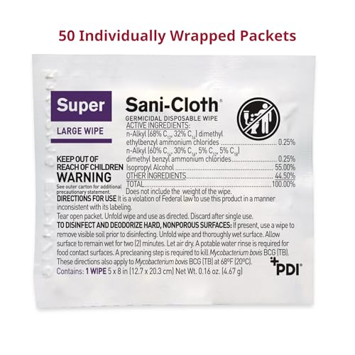 PDI Super Sani-Cloth Germicidal Disposable Wipe, Large, Individual, 5" x 8" - Image 3