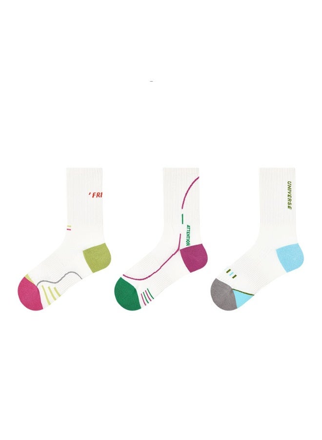 KUYING Fashion Anti Slip Breathable Sports Socks Three Piece Set 