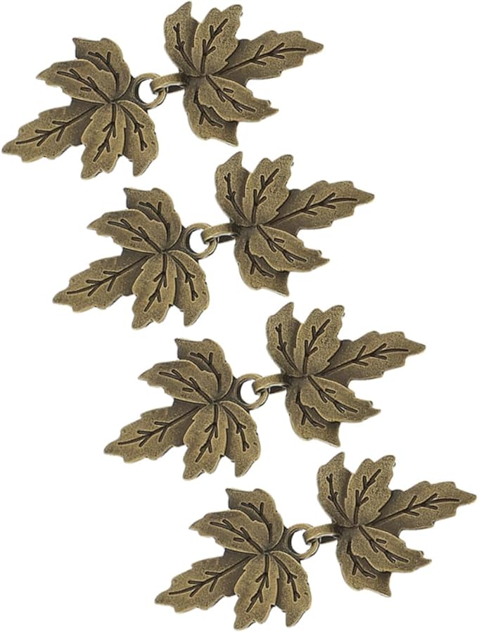 Vintage Maple Leaf Cloak Fastener Clips 4 Pairs Metal Shawl Collar Clasps For Women - Image 1