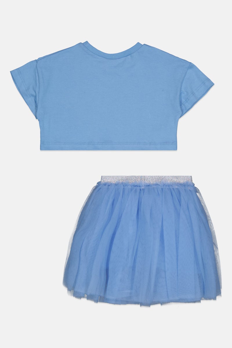 MISS Kids Girl 2Pcs Sequin Top And Skirt Set, Dusty Blue - Image 2