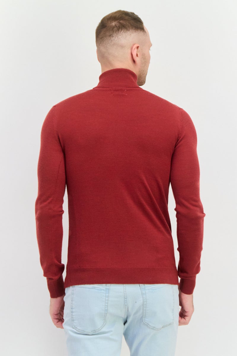 Sorbino سويت شيرت رجالي بأكمام طويلة وقبة على شكل سلحفاة، مارون - Image 3