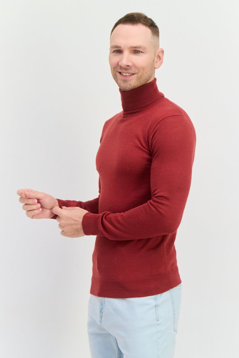 Sorbino سويت شيرت رجالي بأكمام طويلة وقبة على شكل سلحفاة، مارون - Image 2