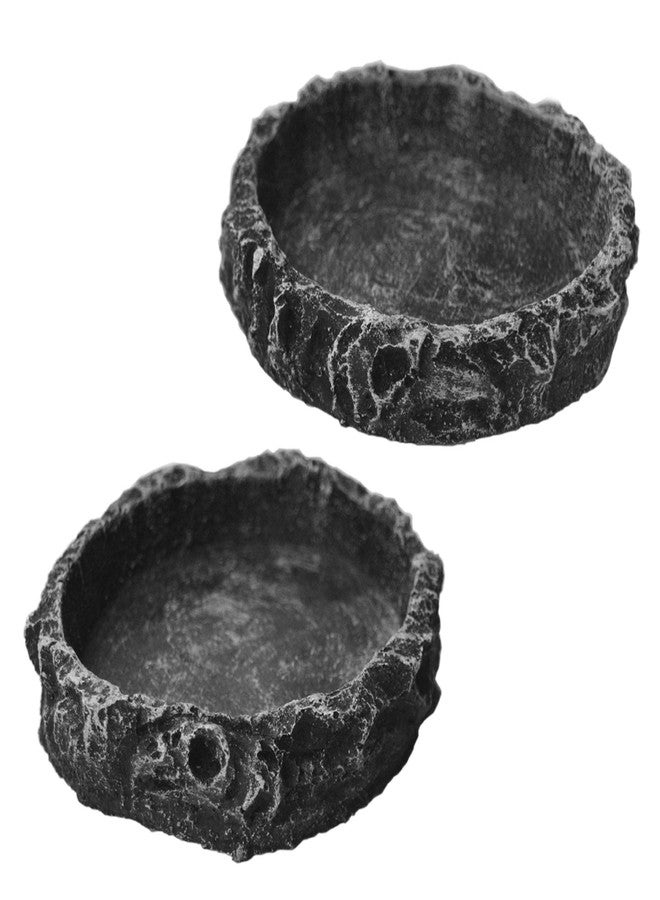OperSeven 2 Pack Reptile Water and Food Bowls, Feeding Dish for Leopard Gecko, Lizard, Spider, Scorpion, Chameleon - Breadworm Feeding (2Pcs Round) - Image 1