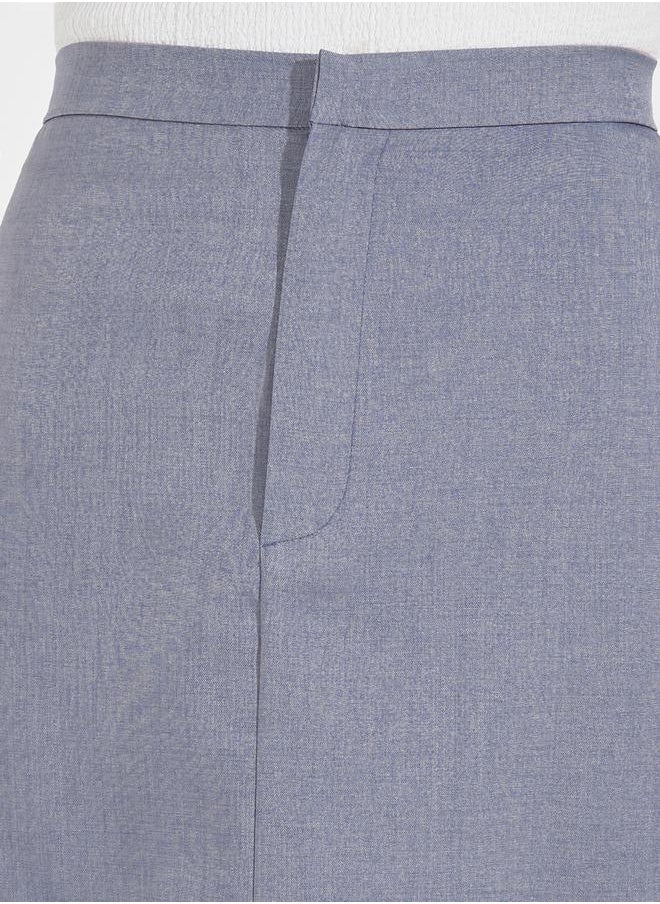 Styli - Tailored Twill Midi Skirt with Back Slit - Image 1