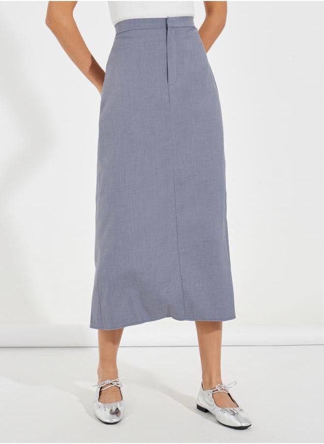 Styli - Tailored Twill Midi Skirt with Back Slit - Image 1
