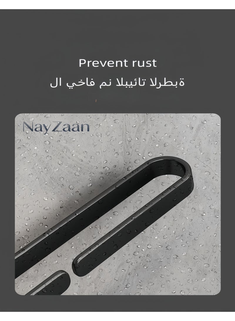 نايزان حامل مناشف مثبت على الحائط – رف مناشف 40 سم، رف تخزين مثبت على الحائط، حامل مناشف مدمج، علاقة مناشف من الألومنيوم الموفر للمساحة، رف مناشف متين، منظم مناشف مقاوم للماء، رف مناشف مقاوم للصدأ، إكسسوارات الحمام، مناسب لغرفة النوم والحمام والمطبخ والشرفة - Image 2