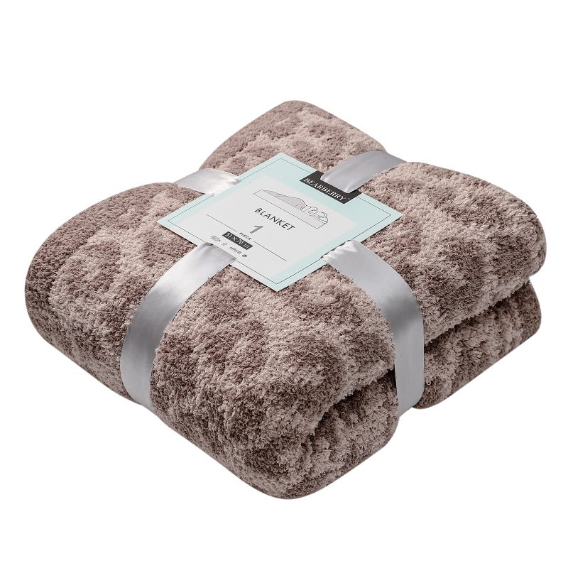 bearberry Fuzzy Leopard Knitted Throw Blanket Soft Cozy Warm Microfiber Blanket for Couch Sofa Bed TravelLinenWarm Gray 51x70