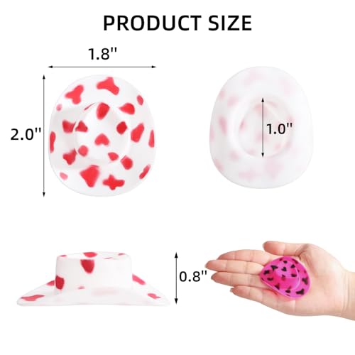 Cididu 110 Pcs Mini Cowboy Hats Plastic Tiny Cowboy Hat for Party 2 Inch Miniature Western Cowboy Cowgirl Hat for Crafts Small Doll Hats for Pet Cake Cupcake Bottle Decor Outdoor Party Cow Print - Image 5