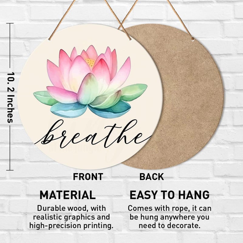 ARS Graphics ARS® Meditation & Yoga Room Wall Decor - Zen Den Hanging Sign with Lotus Flower - Image 2