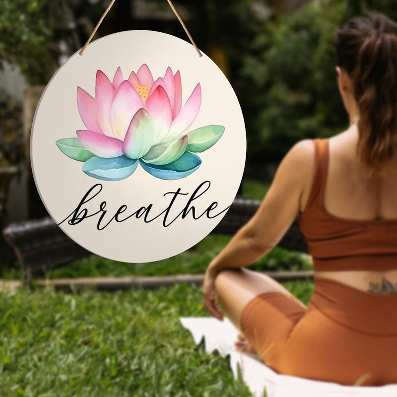 ARS Graphics ARS® Meditation & Yoga Room Wall Decor - Zen Den Hanging Sign with Lotus Flower - Image 4