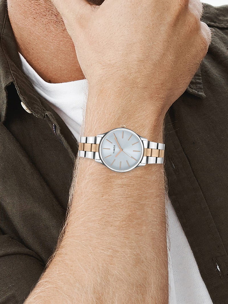 TIMEX Analog Watch for Man with Blue Round Dial & Multicolor Stainless Steel Bracelet Band Water Resistant Men's Wrist Watches - TWTG73SMU03 - Image 5