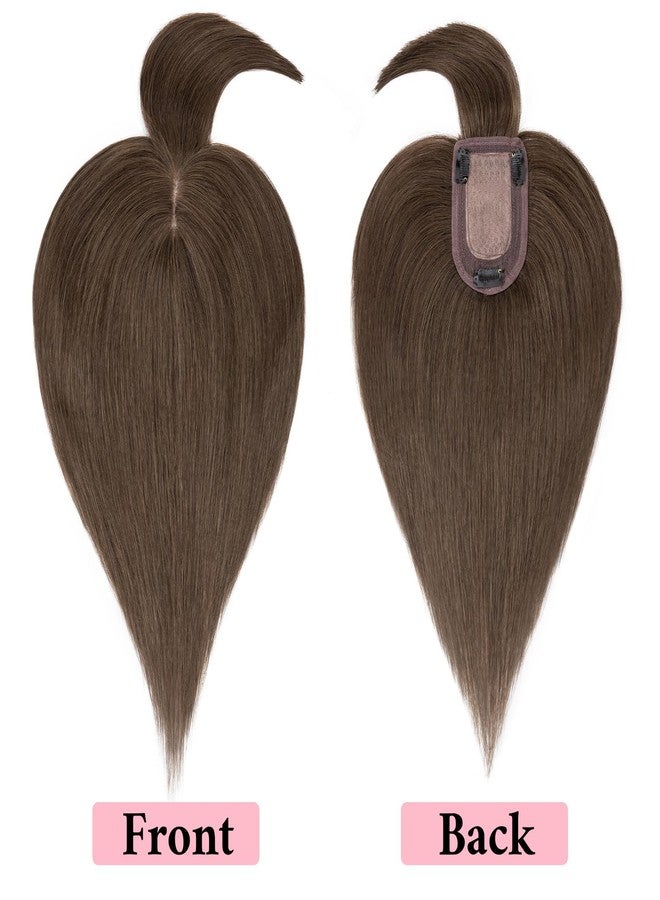 SEGO 100% Real Human Hair Toppers with Bangs,Silk Base 150% Density Clip in Topper Top 2.7”x5.1” Hair Pieces for Women with Thinning Hair/Hair Loss Cover Gray Hair - Image 3
