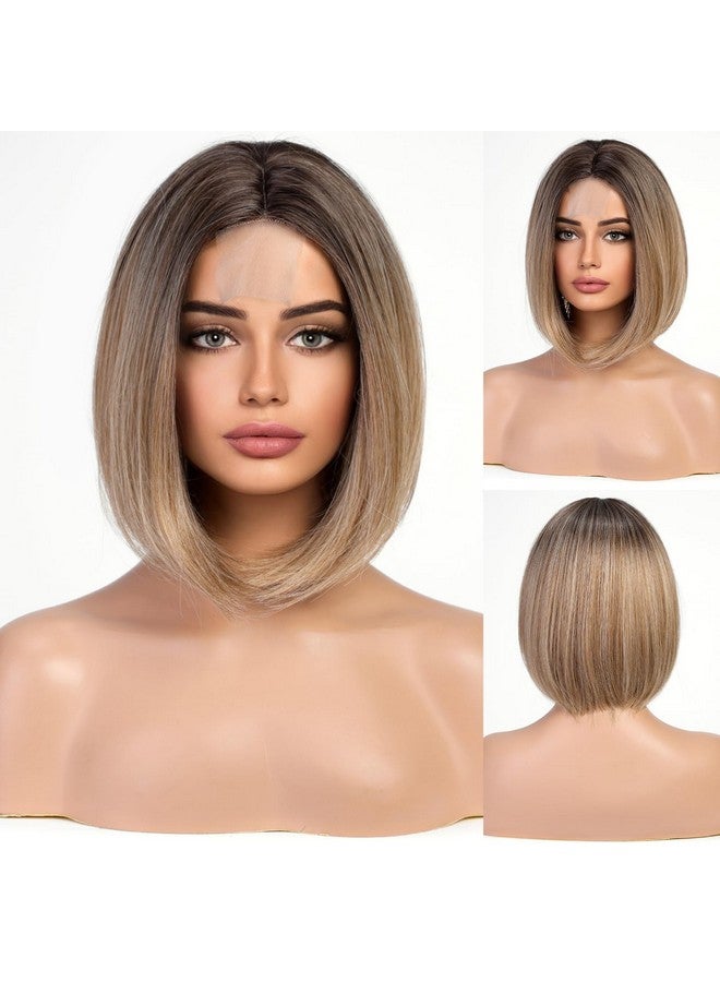 Haircube Aircube Lace Front Short Bob Wig Unlock Your Inner Fashionista With Heatresistant Fiber Perfectly Matches Ombre Mixed Blonde - Image 1