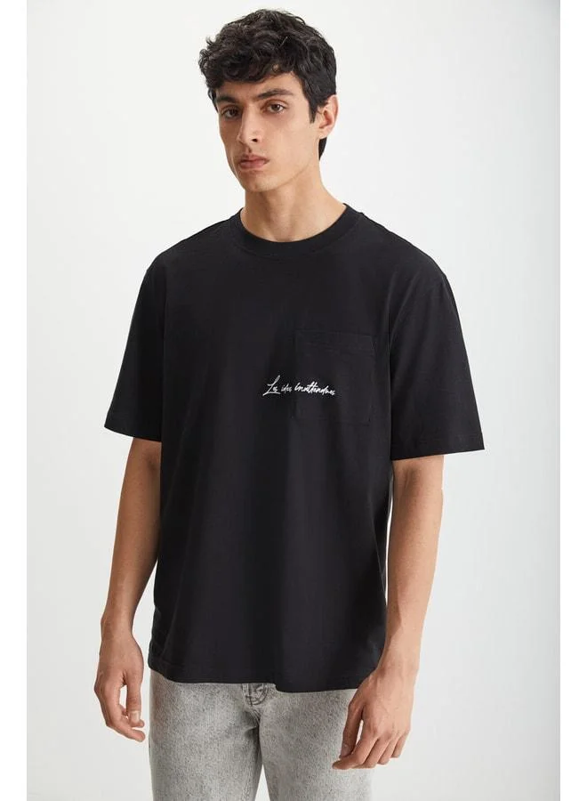 GRIMELANGE Kravın Men's 100% Cotton Bike Neck Printed Black T-shirt.