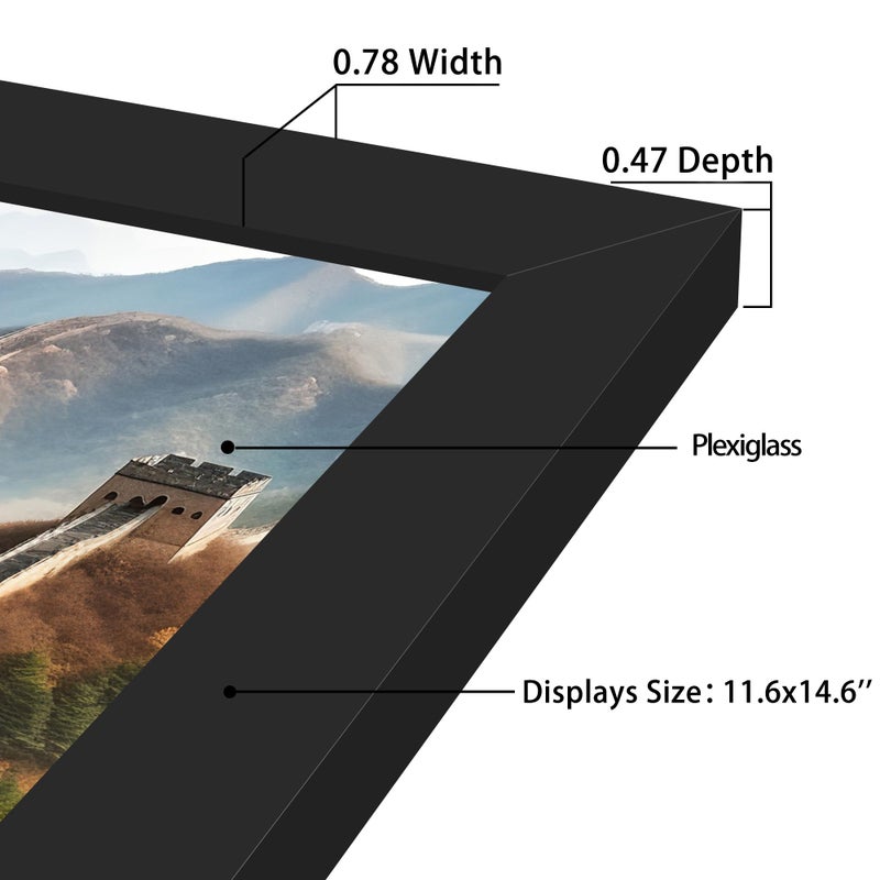 Picrit 12x15 صورة إطار الصورة إطار الصورة لجدار التثبيت عرض الأسود - Image 2