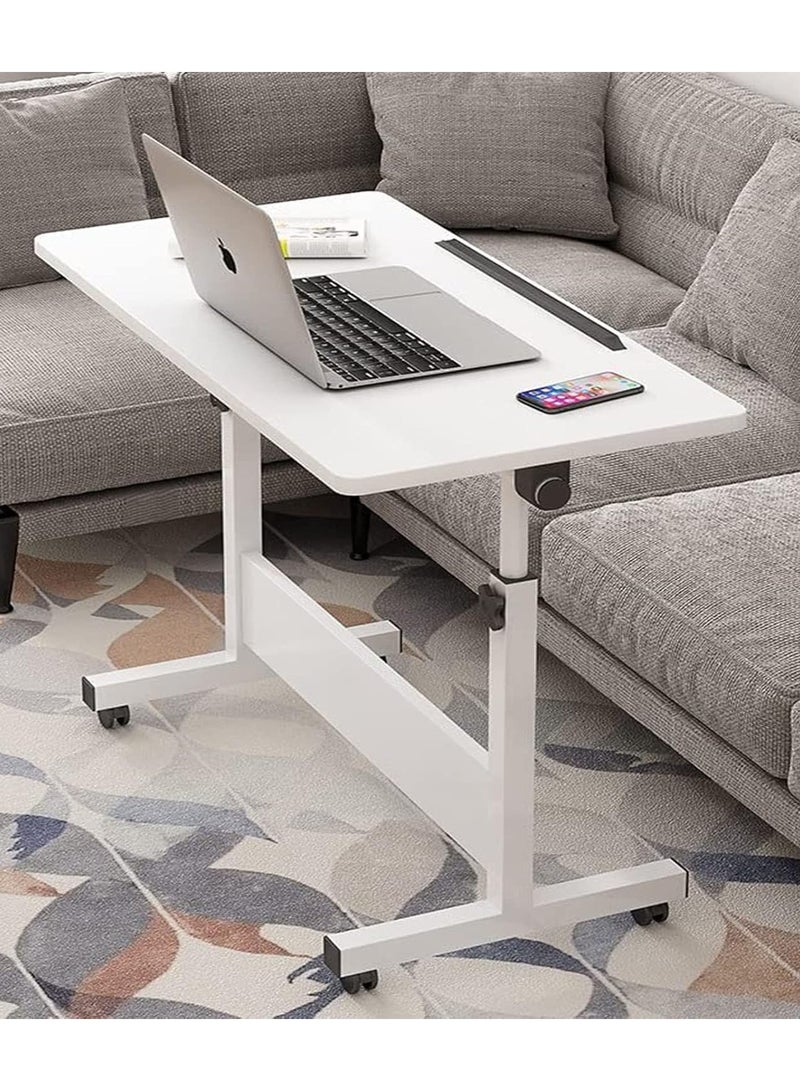 DubaiGallery Mobile Bedside Laptop Desk, Lifted Height Adjustable Home Office Computer Desk with 4 Wheels. Foldable Multifunctional Side Table for Sofa, Bedroom, Living Room, Office, Hospital Bed 60x40cm - Image 1