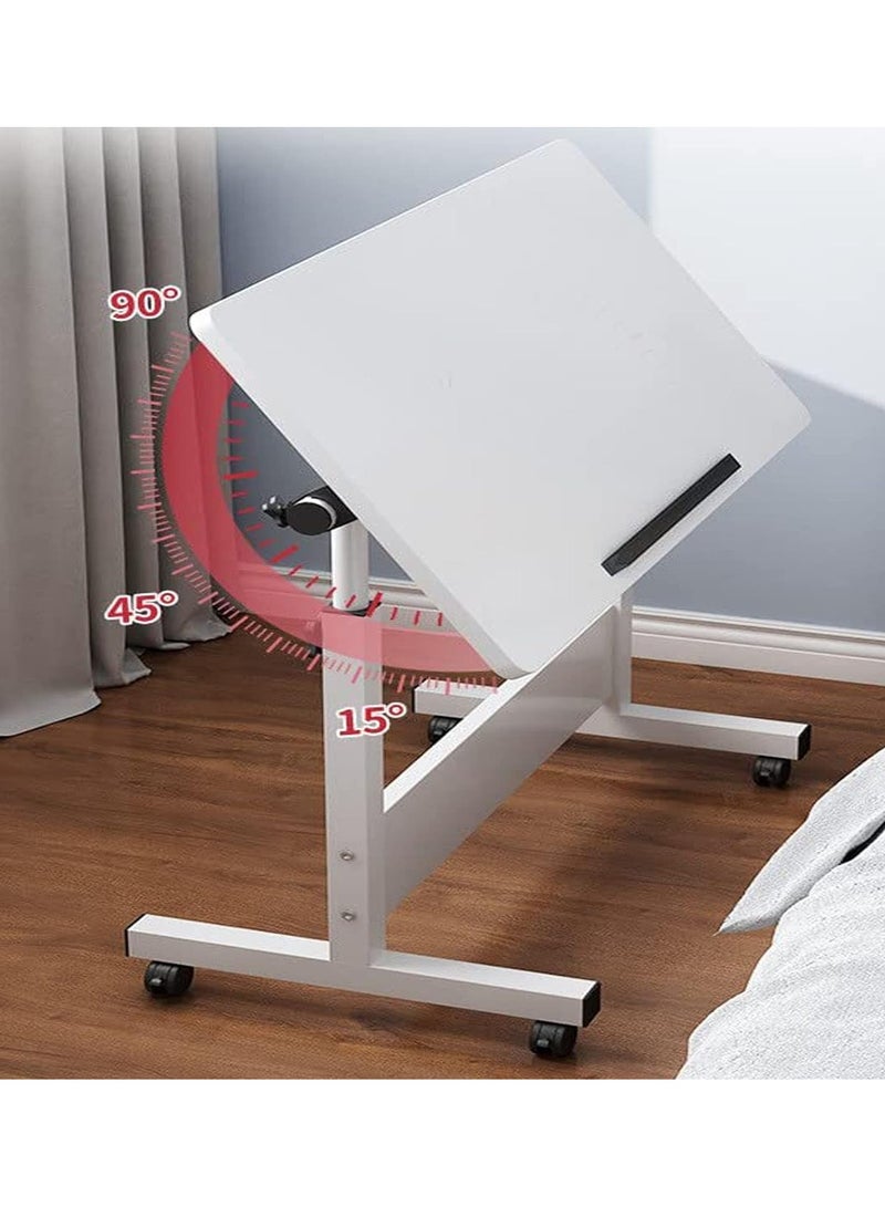 DubaiGallery Mobile Bedside Laptop Desk, Lifted Height Adjustable Home Office Computer Desk with 4 Wheels. Foldable Multifunctional Side Table for Sofa, Bedroom, Living Room, Office, Hospital Bed 60x40cm - Image 3