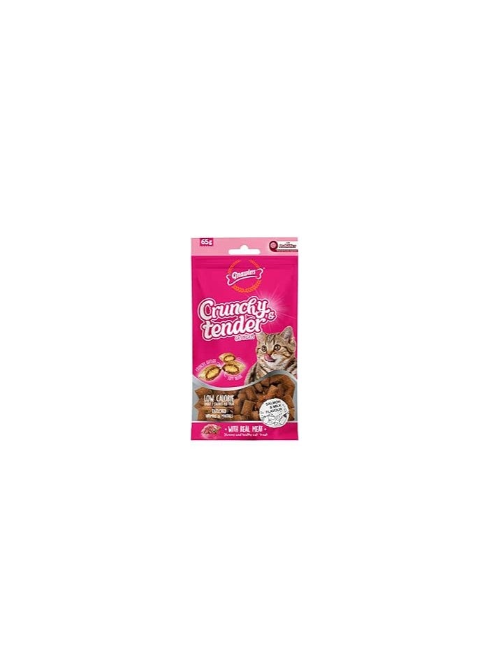 Gnawlers - GNAWLERS CRUNCHY TENDER CAT TREATS  SALMON & MILK FLAVOUR WITH REAL MEAT - Image 1