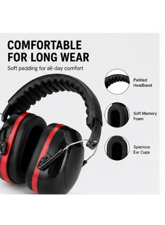 M MIAOYAN Professional noise-canceling earmuffs with 28dB noise reduction, suitable for shooting, construction, woodworking, learning, travel, autistic patients and people with sensory impairments. Adjustable and foldable, suitable for adults and children. - Image 3