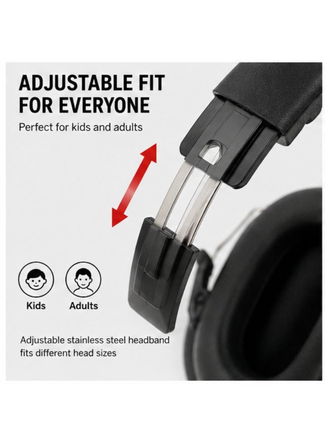 M MIAOYAN Professional noise-canceling earmuffs with 28dB noise reduction, suitable for shooting, construction, woodworking, learning, travel, autistic patients and people with sensory impairments. Adjustable and foldable, suitable for adults and children. - Image 4