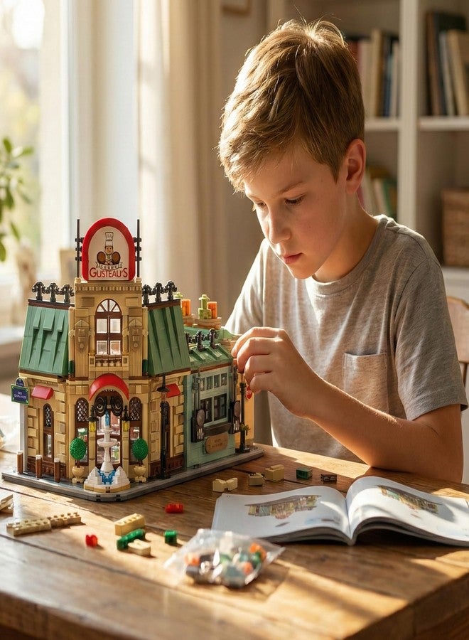 Enjbrick Parisian Garden Hotel & City Kitchen Building Set, Creator Modular House Architecture Collection, French Bistro Gourmet Chef Model, Romantic Street View Gift for Adults 2376Pcs - Image 2