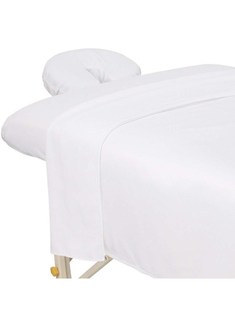 ForPro Professional Collection ForPro Professional Collection Premium Microfiber 3Piece Massage Sheet Set White UltraLight Stain and WrinkleResistant Includes Massage Flat and Fitted Sheet and Massage Face Rest Cover 