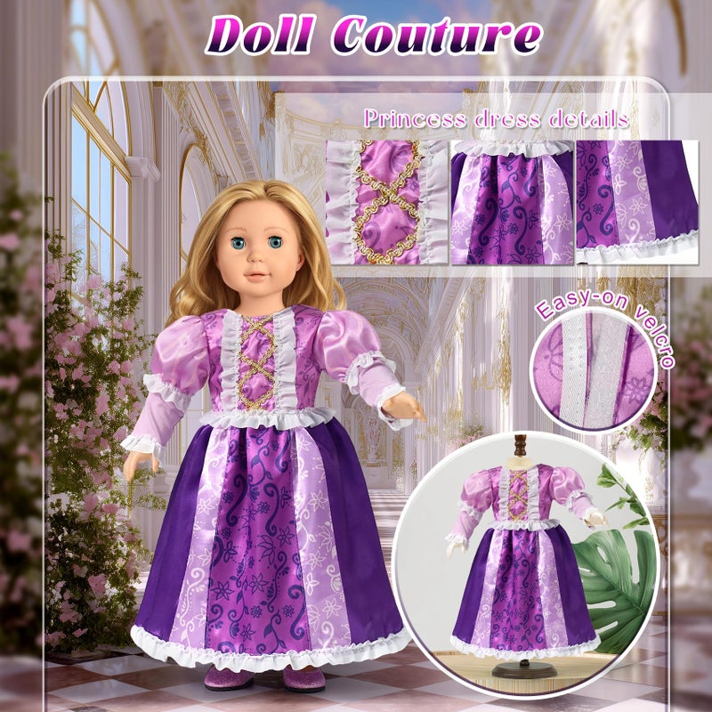Wondoll 18 Inch Doll Clothes And Accessories 5-Piece Princess Dress Up Set - Complete Outfits For 18 Inch Dolls - Perfect For Dress Up Play & Birthday Gifts (No Doll) - Image 5