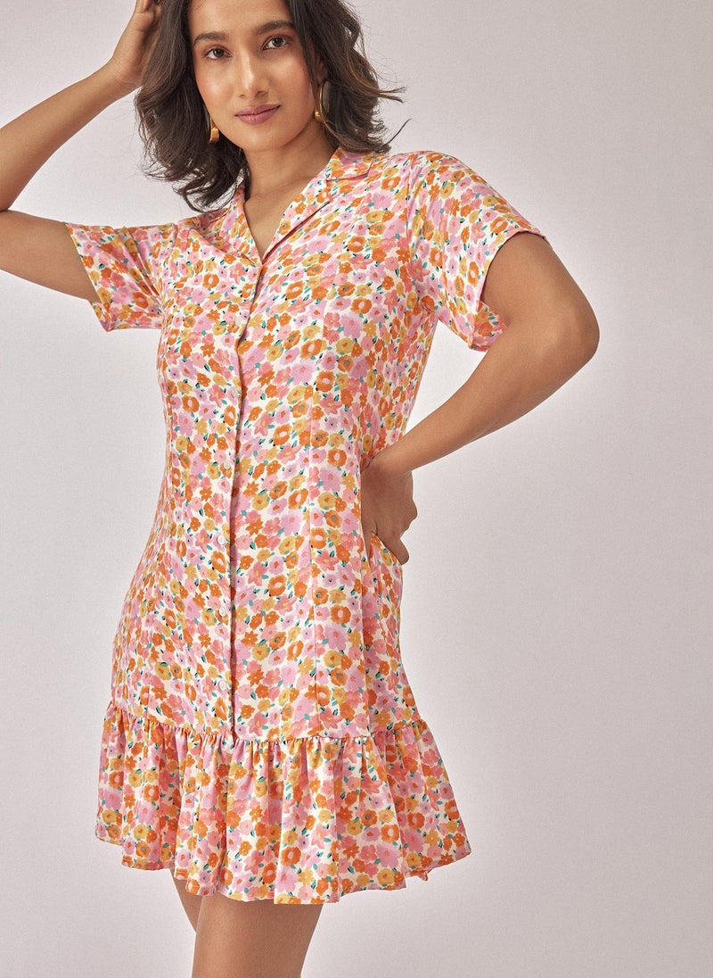 The Label Life Floral Button-Front Mini Dress - Image 1