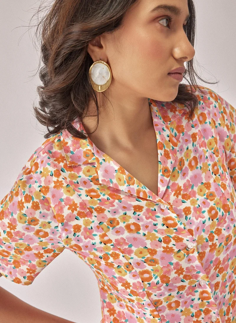 ذا ليبل لايف Pink Floral Ruffle Mini Dress