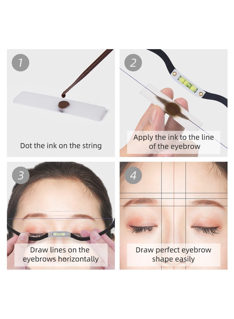 Goolsky أداة رسم الحواجب مع مستوى فقاعي مجموعة أدوات رسم الحواجب مع قوس بخيط أداة رسم قوس الحواجب بخيط رسم للحواجب المشكّلة مكياج دائم تاتو (أسود) - Image 5