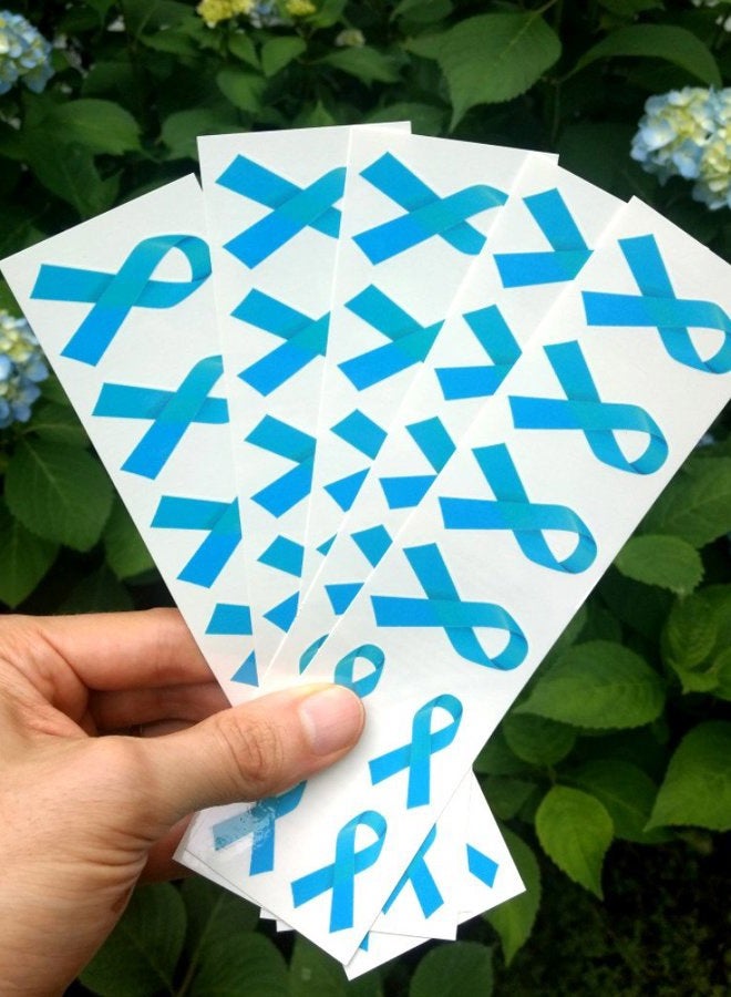 PremiumTT temporary tattoos 40 Light Blue Ribbon Temporary Tattoos: Prostate Cancer, Stroke, Heart Disease Awareness Tattoo - Image 2