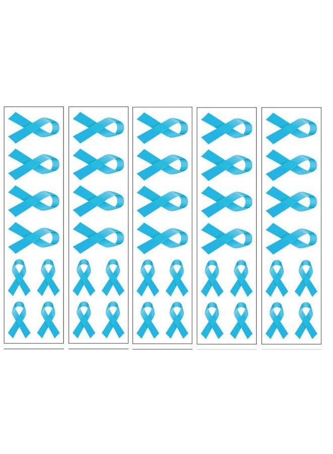 PremiumTT temporary tattoos 40 Light Blue Ribbon Temporary Tattoos: Prostate Cancer, Stroke, Heart Disease Awareness Tattoo - Image 1