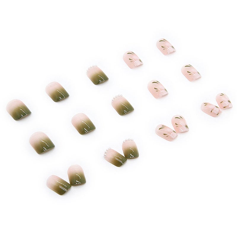 Vezocim 24PCS Full Cover Reusable False Nails Kits, Short Length Press On Nails, Artificial Acrylic Fake Nails for Women, Camellia Flower Design, Glue On Nails for Nail Art - Image 5