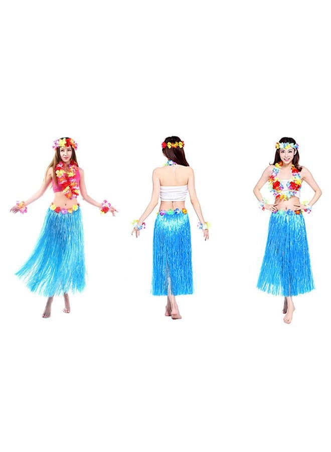 ALIMITOPIA Hawaii Dancing Hula Set Grass Skirt Adult Costume Suit(Skirt color:blue,thicken) - Image 4