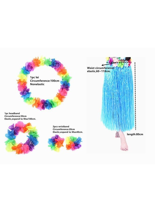 ALIMITOPIA Hawaii Dancing Hula Set Grass Skirt Adult Costume Suit(Skirt color:blue,thicken) - Image 2