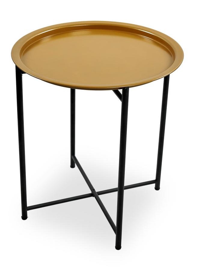 FOLDABLE METAL TABLE CONSISTS OF ROUND TRAY AND BLACK STAND FOR THE LIVING ROOM (DIAMETER 46CM, HEIGHT 51CM) METALLIC GOLD COLOR - pzsku/ZAD4A0EFC63DCA5C41E7DZ/45/_/1716203299/c2769812-f5ea-4db3-80ce-2da2d6d3ec77